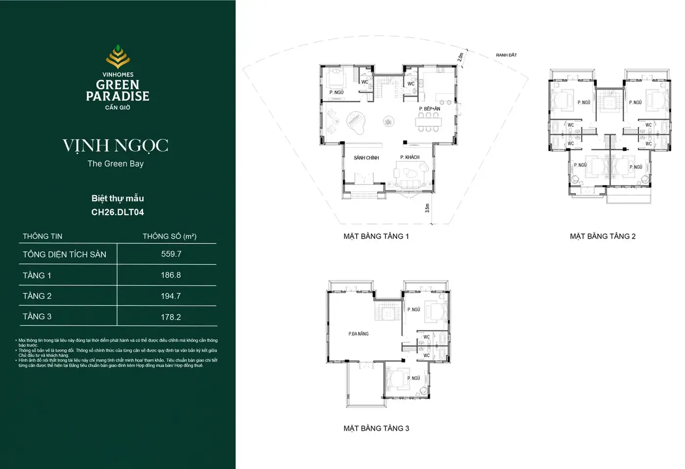 Mặt bằng biệt thự mẫu khu Vịnh Ngọc 2 - Vinhomes Green Paradise Cần Giờ