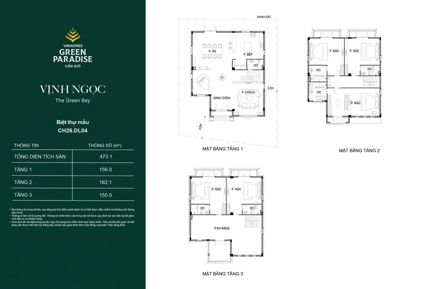 Mặt bằng biệt thự mẫu khu Vịnh Ngọc 1 - Vinhomes Green Paradise Cần Giờ