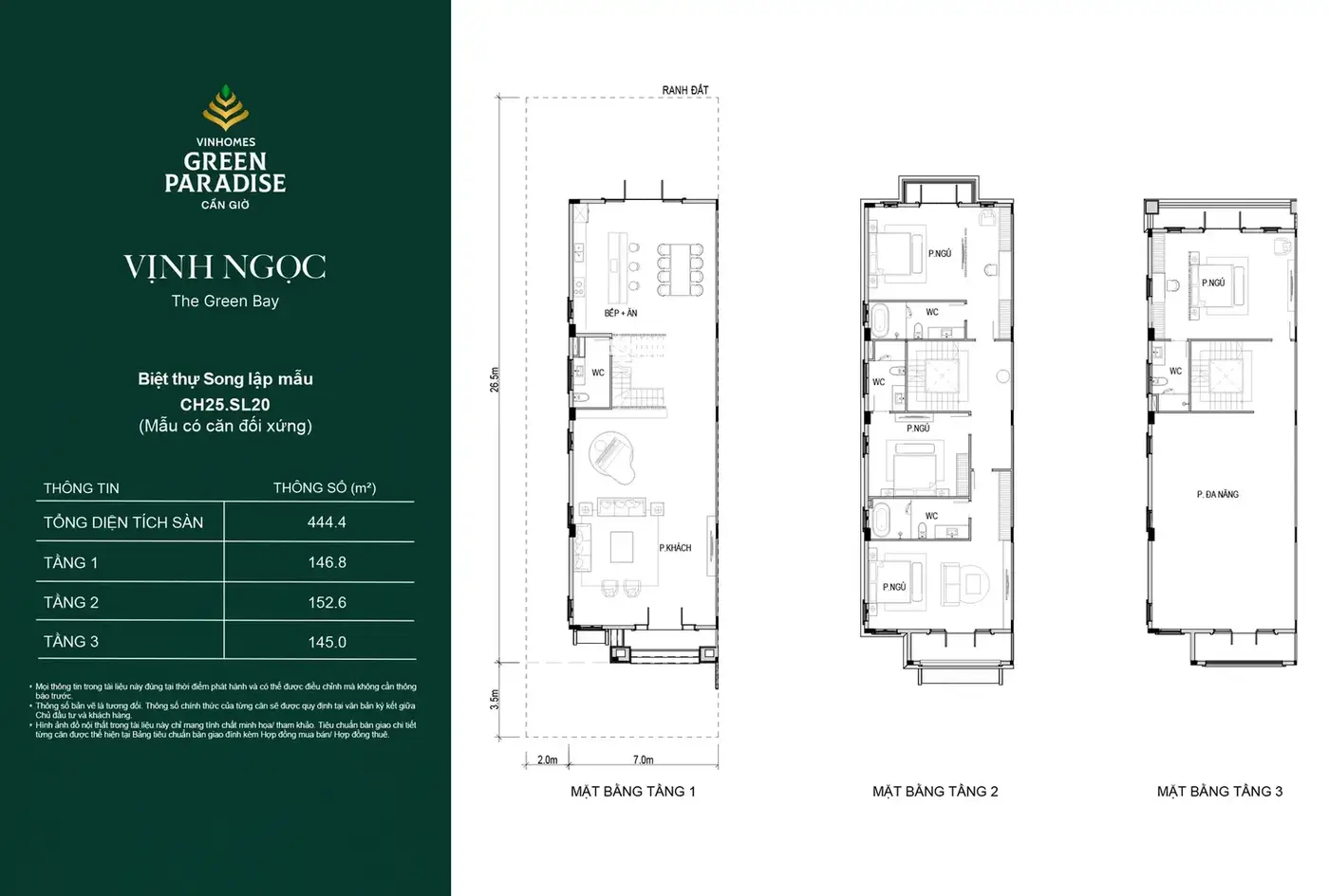 Mặt bằng biệt thự song lập khu Vịnh Ngọc 3 - Vinhomes Green Paradise Cần Giờ