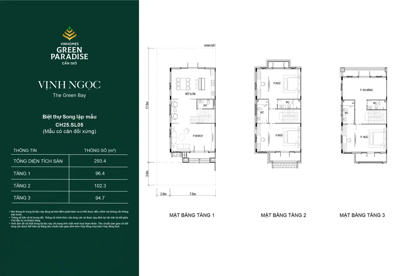 Mặt bằng biệt thự song lập khu Vịnh Ngọc 1 - Vinhomes Green Paradise Cần Giờ