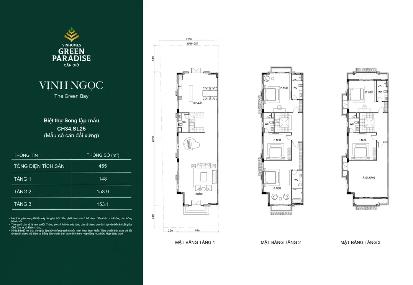 Mặt bằng biệt thự song lập khu Vịnh Ngọc 4 - Vinhomes Green Paradise Cần Giờ